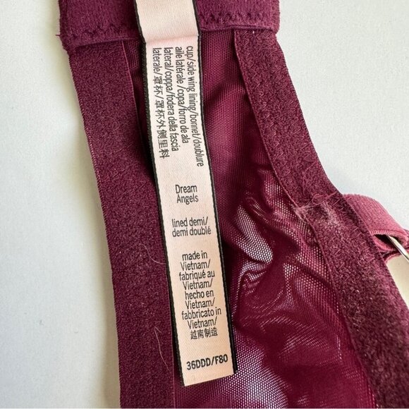 Victoria's Secret Dream Angels Lined Demi Lace Crushed Velvet Purple Sz 36DDD - Picture 6 of 14